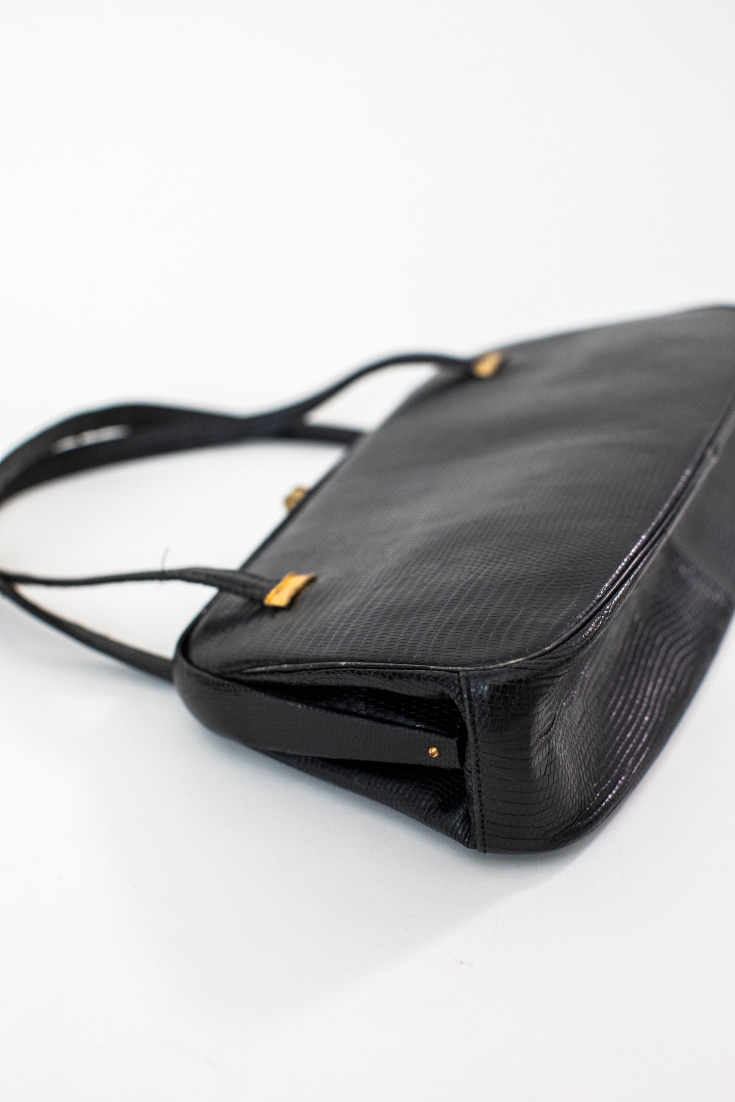 1950 Vintage Black Snake Leather Handbag