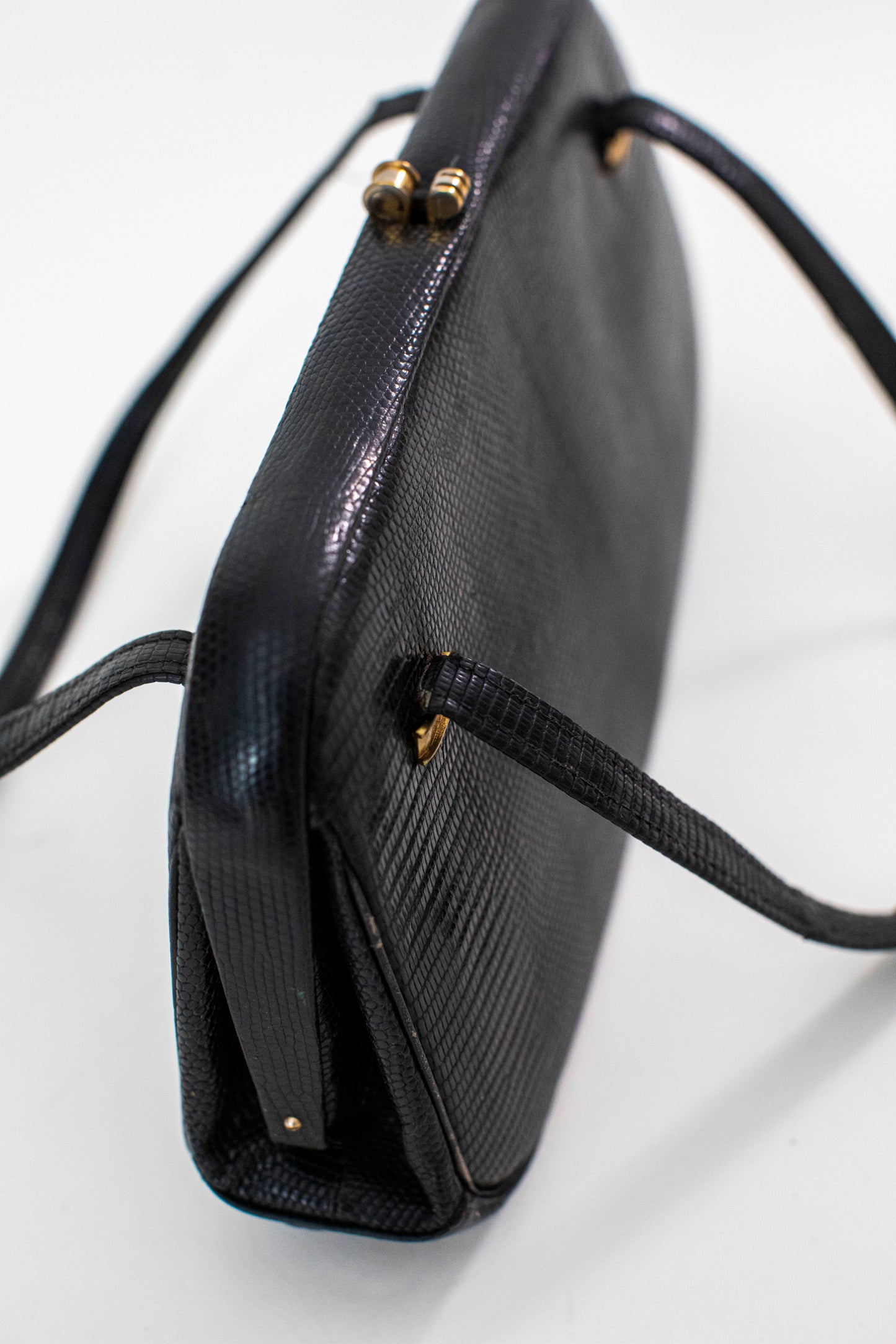 1950 Vintage Black Snake Leather Handbag