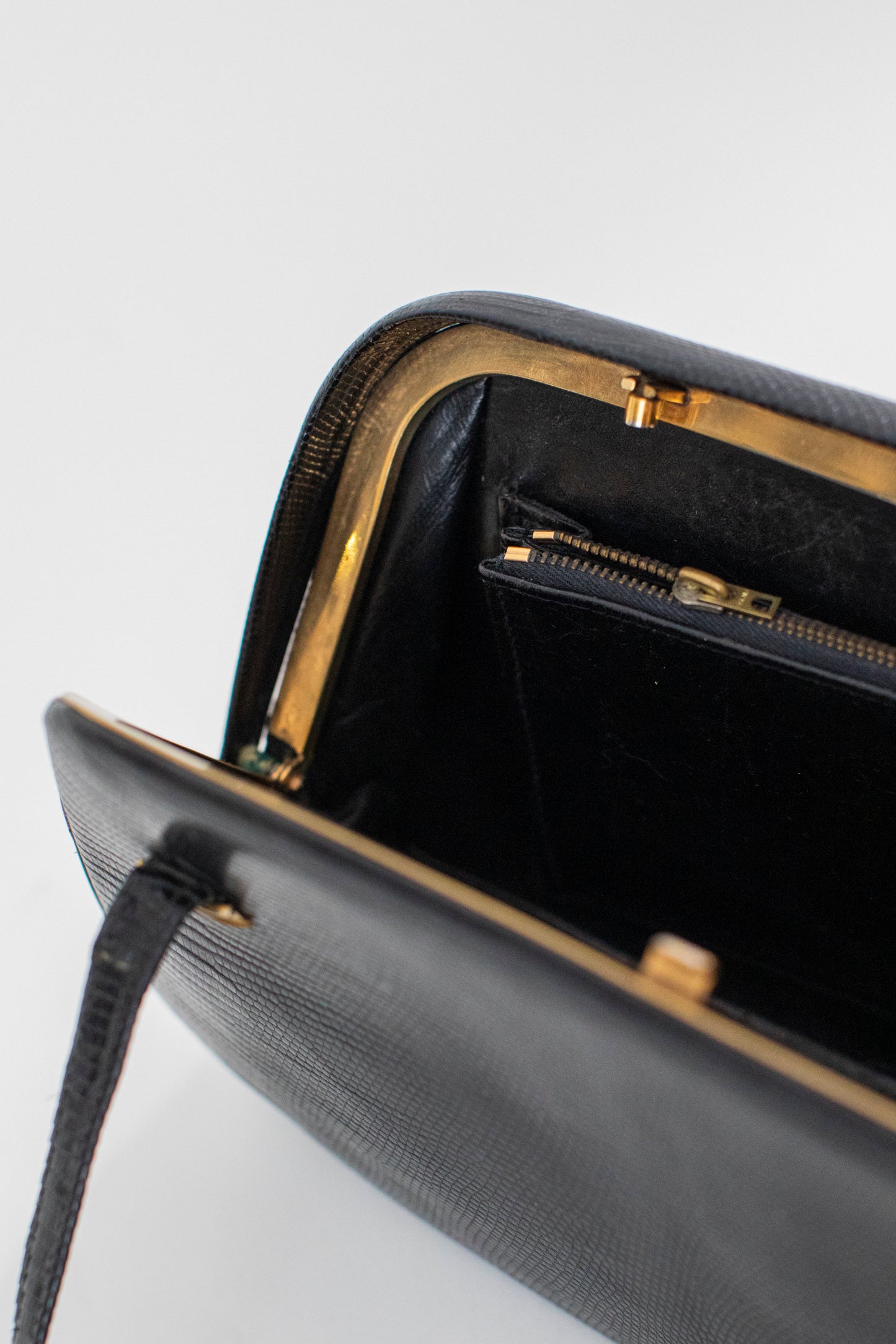 1950 Vintage Black Snake Leather Handbag