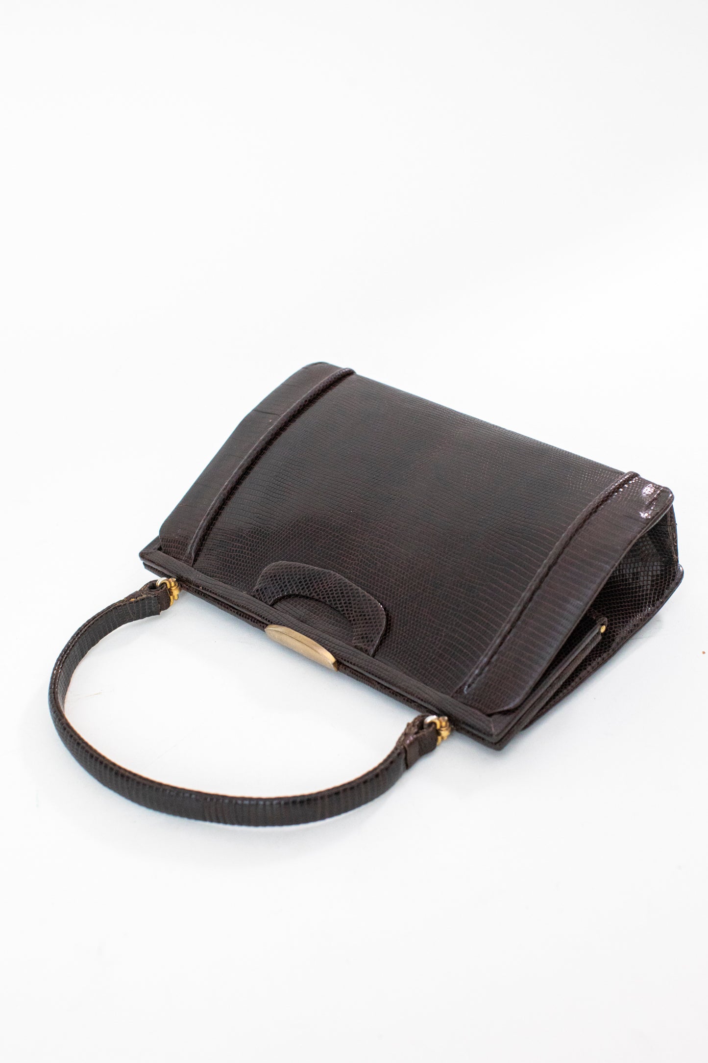1960 Vintage Brown Snake Leather Handbag