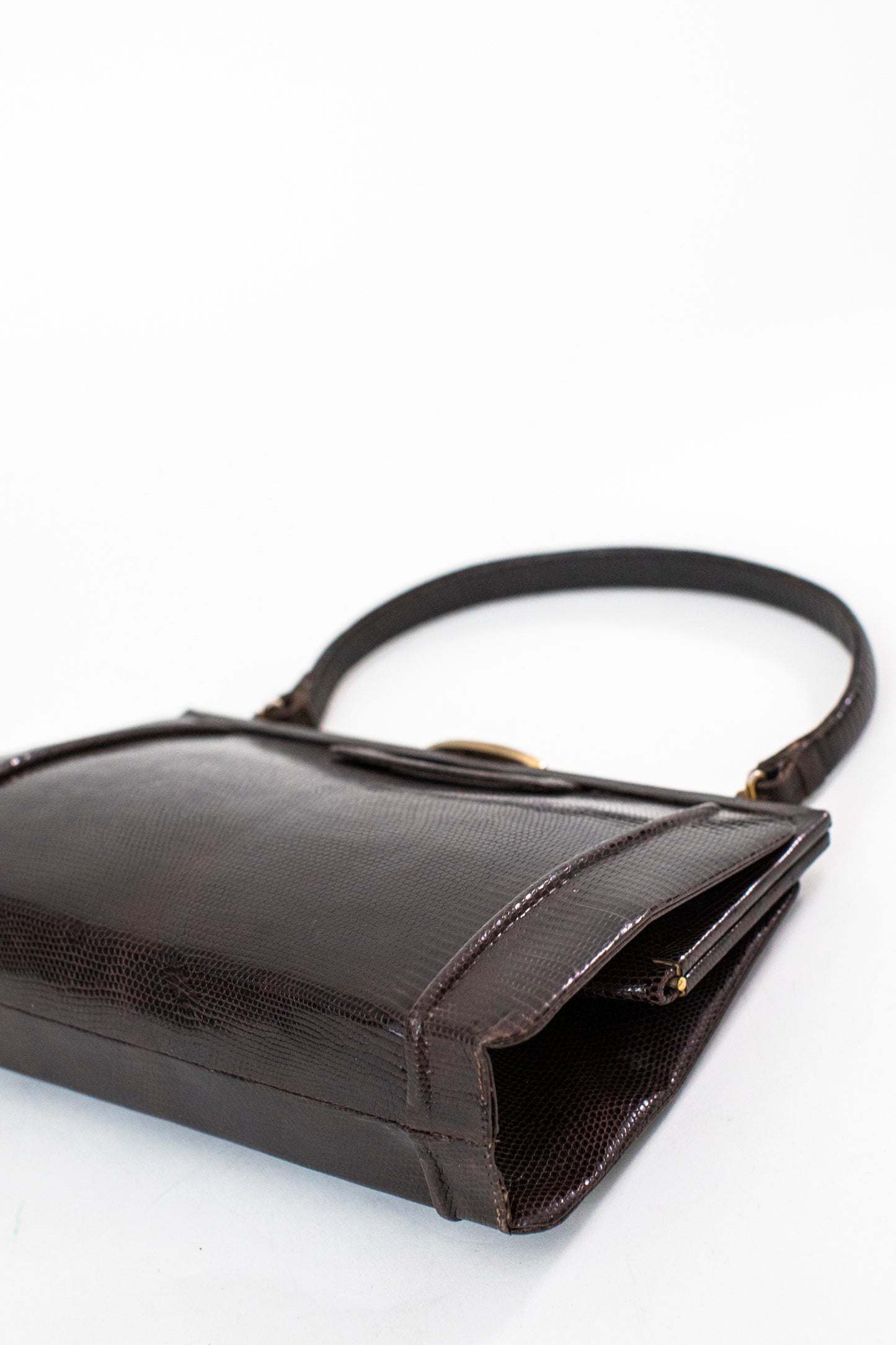 1960 Vintage Brown Snake Leather Handbag