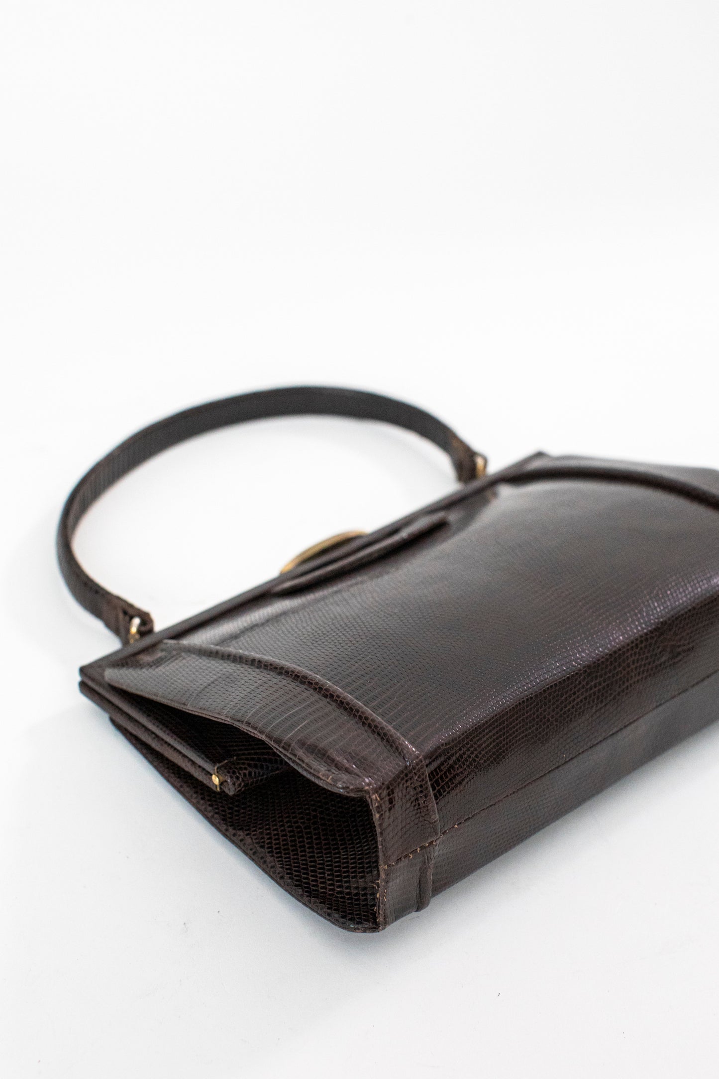 1960 Vintage Brown Snake Leather Handbag