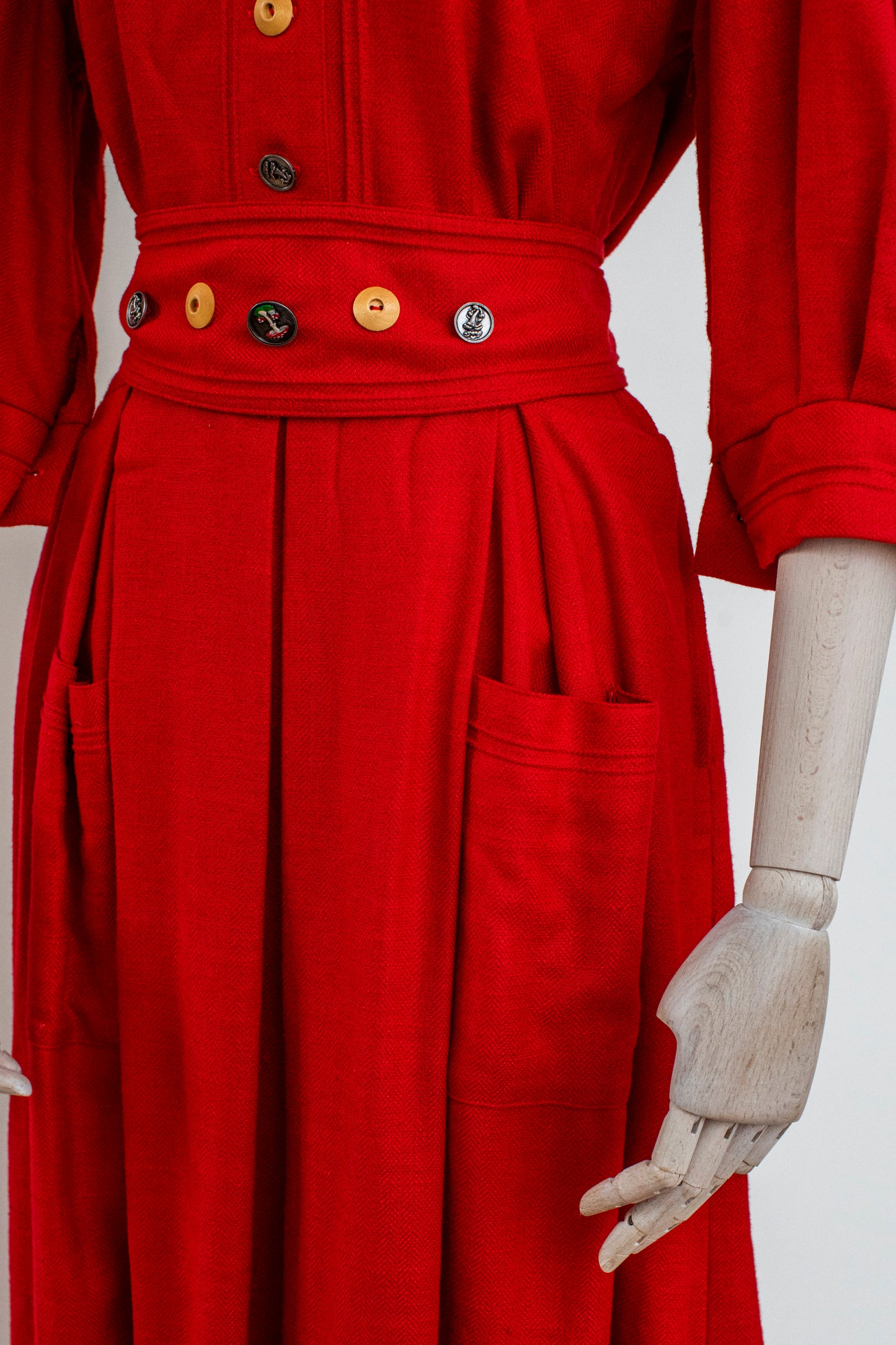 1980's Vintage Winter Austrian Red Dirndl Dress - Size M-L