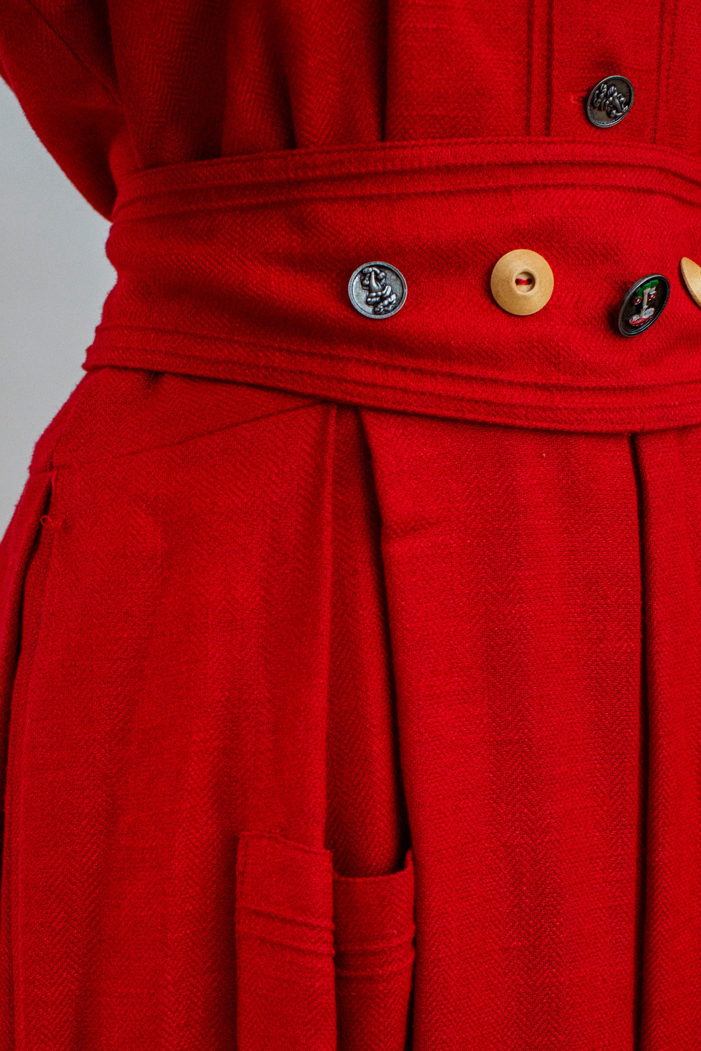 1980's Vintage Winter Austrian Red Dirndl Dress - Size M-L