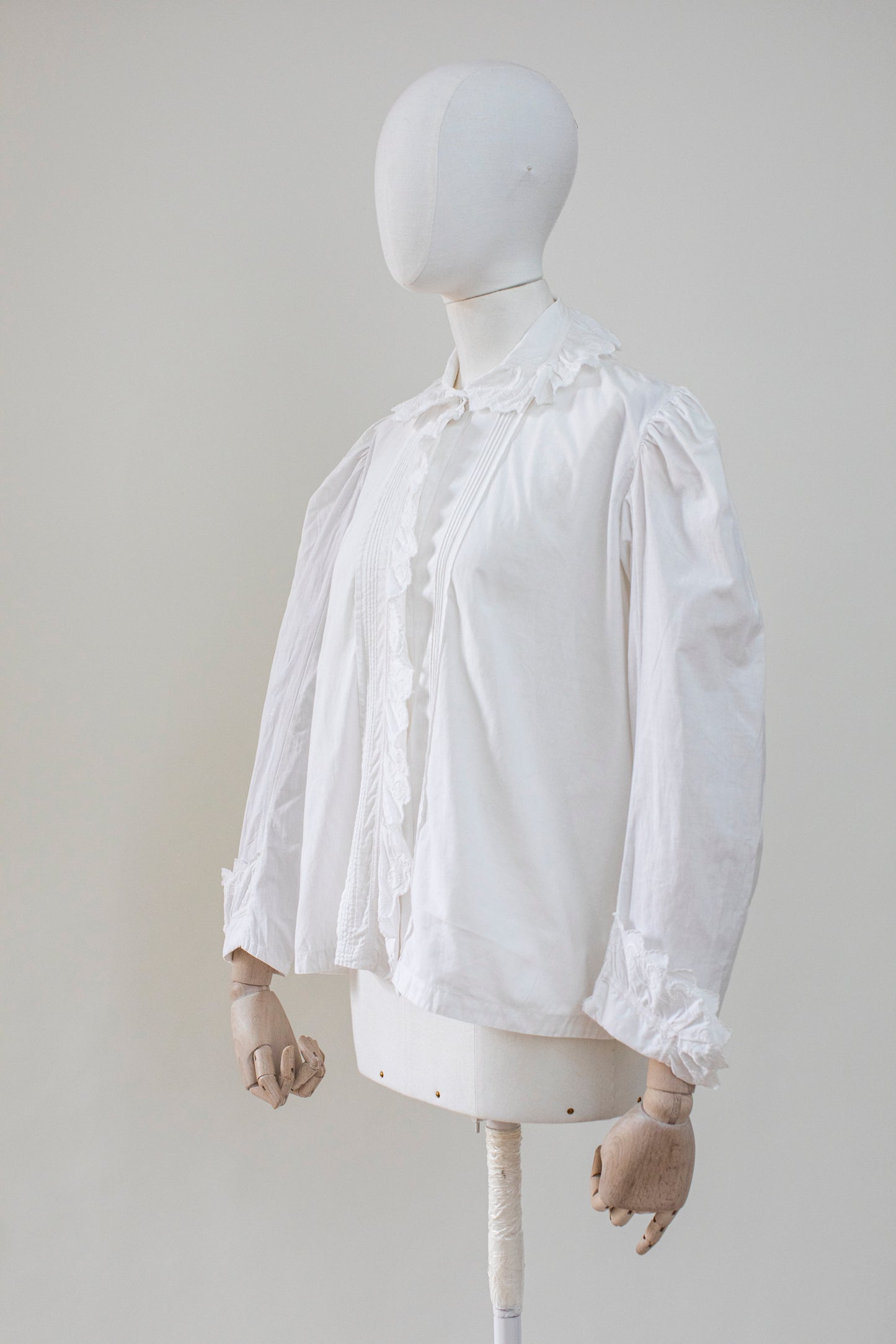 Antique 1920 White Cotton Lace Blouse Size S-M
