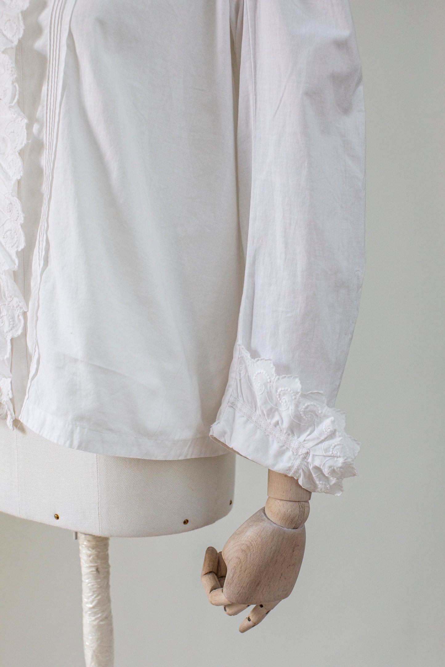 Antique 1920 White Cotton Lace Blouse Size S-M