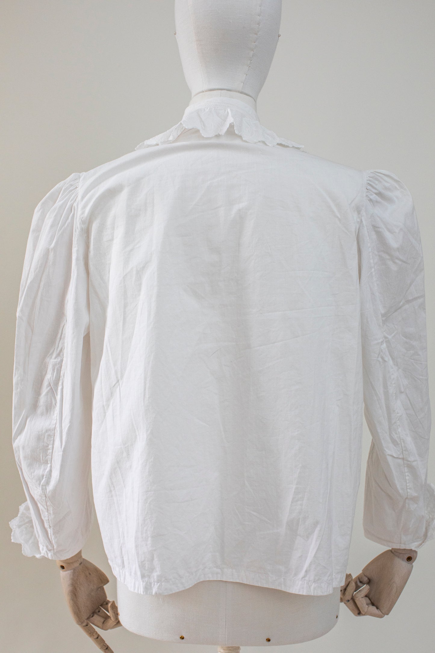 Antique 1920 White Cotton Lace Blouse Size S-M