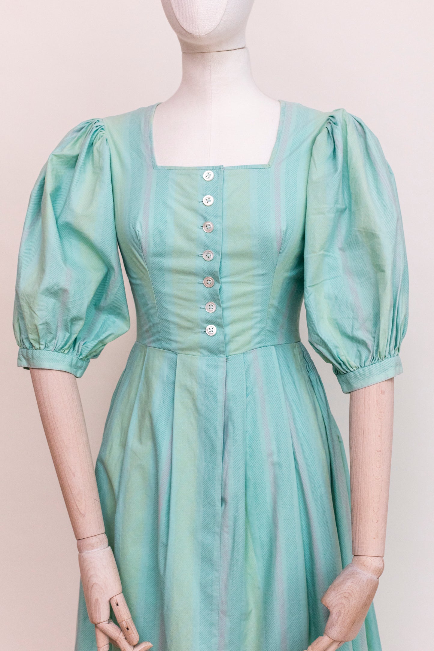 1970's Vintage Austrian Apron Blue Cotton Dress - Size XXS/XS