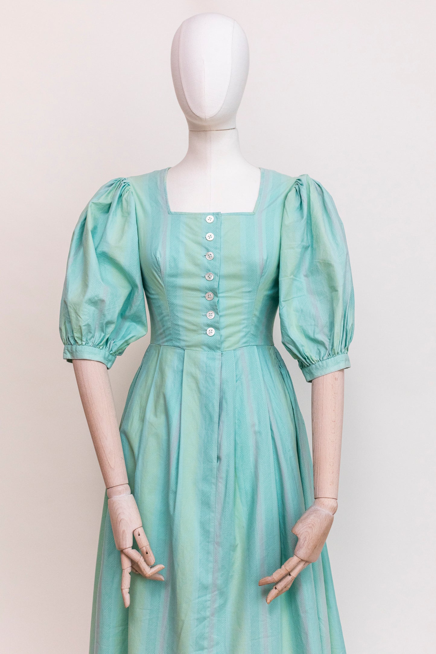 1970's Vintage Austrian Apron Blue Cotton Dress - Size XXS/XS