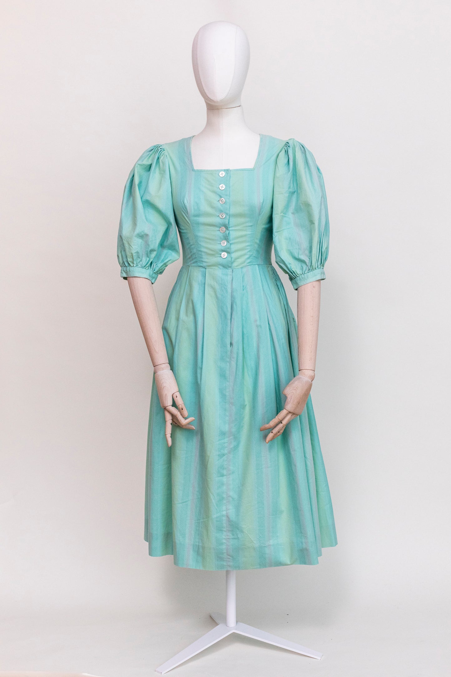 1970's Vintage Austrian Apron Blue Cotton Dress - Size XXS/XS