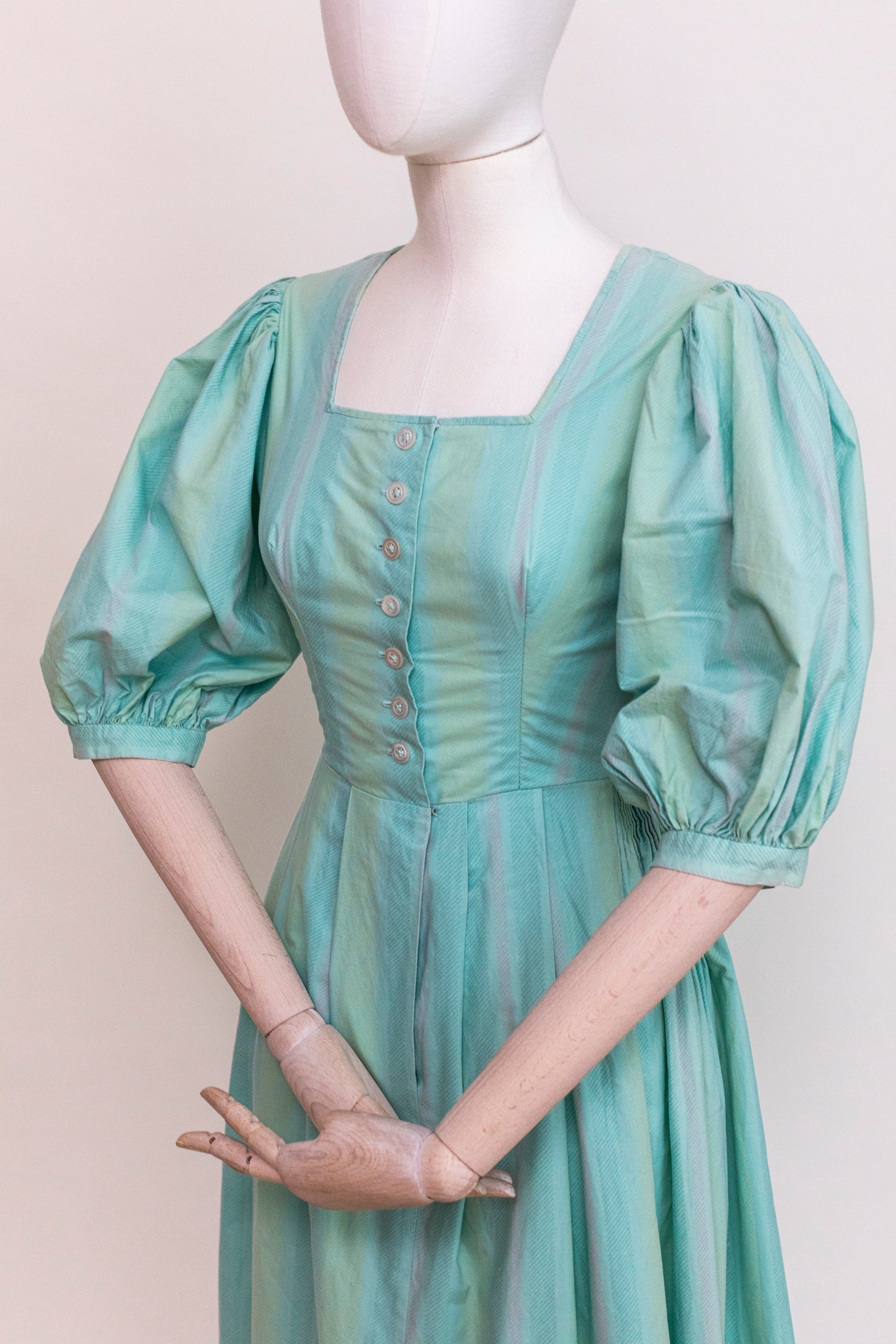 1970's Vintage Austrian Apron Blue Cotton Dress - Size XXS/XS