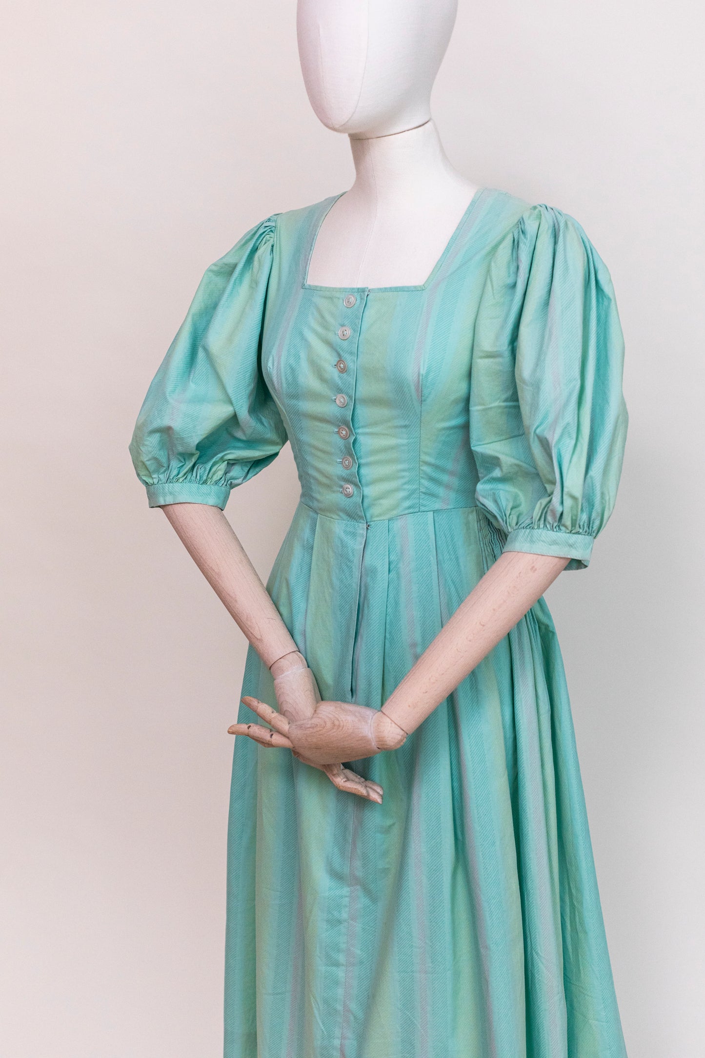 1970's Vintage Austrian Apron Blue Cotton Dress - Size XXS/XS