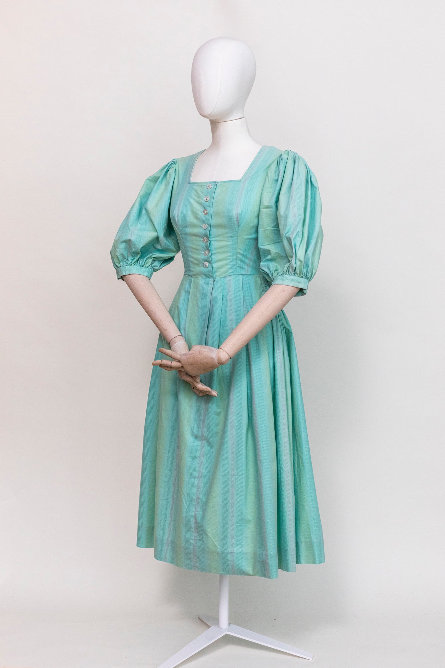 1970's Vintage Austrian Apron Blue Cotton Dress - Size XXS/XS