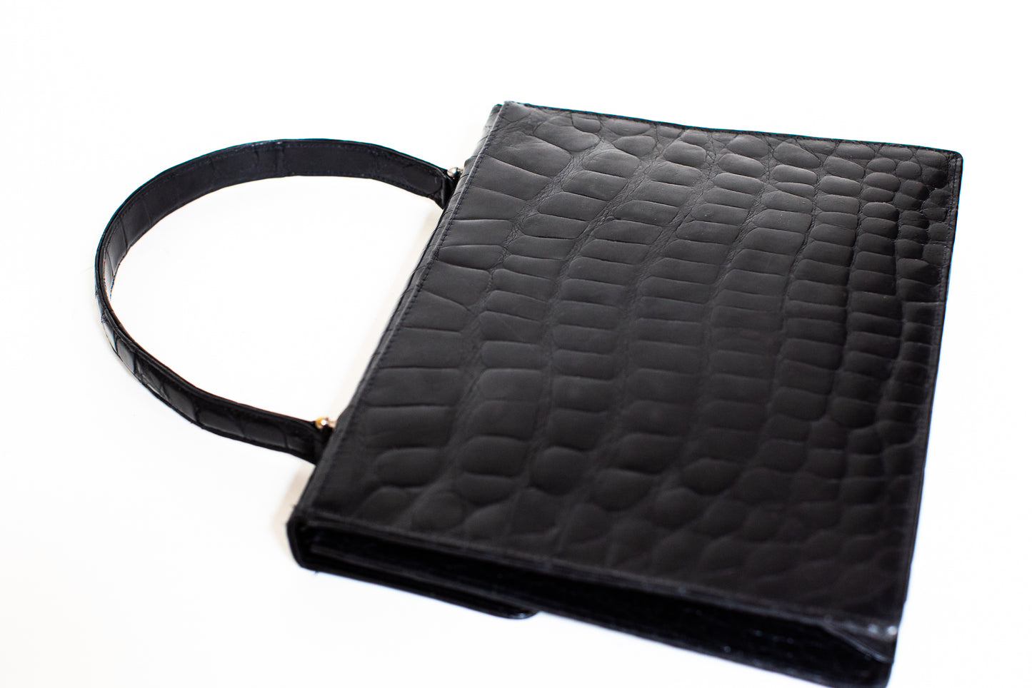 1970 Vintage Croc Leather Black Suitcase Bag