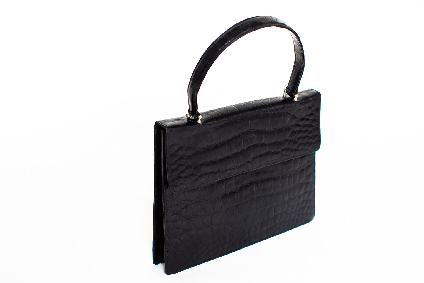 1970 Vintage Croc Leather Black Suitcase Bag