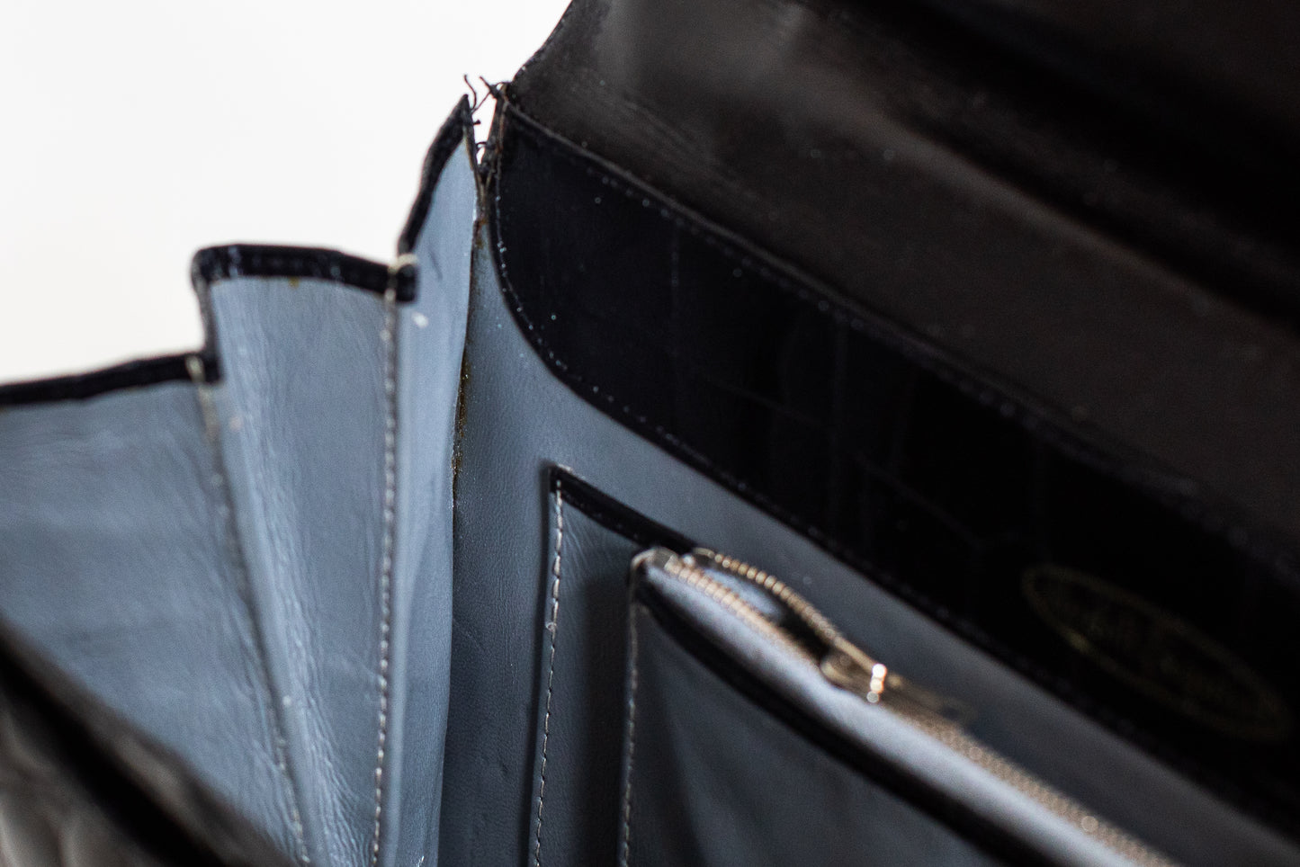 1970 Vintage Croc Leather Black Suitcase Bag