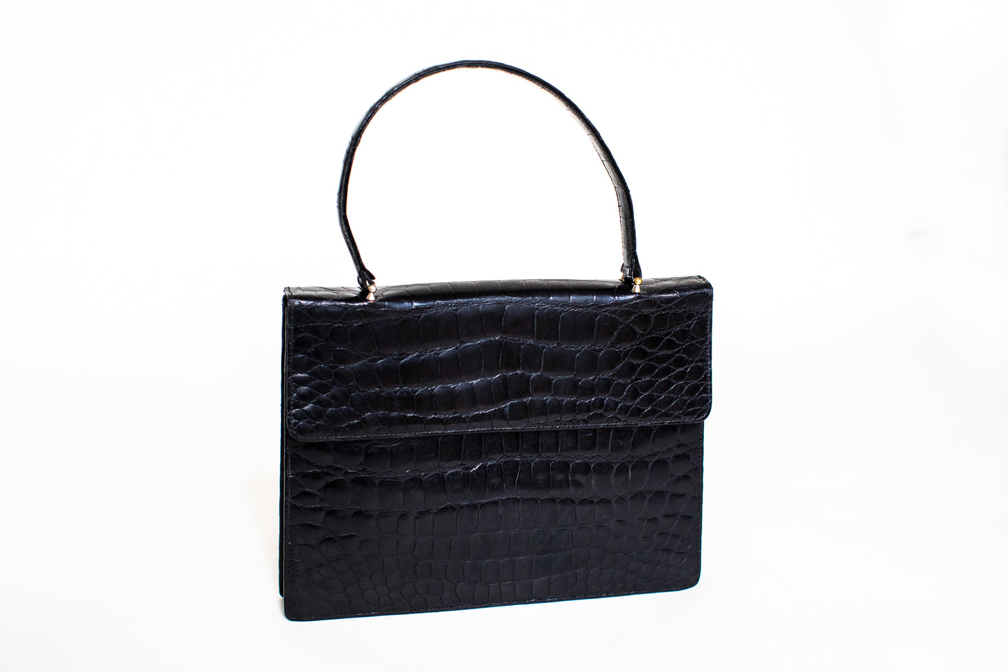 1970 Vintage Croc Leather Black Suitcase Bag
