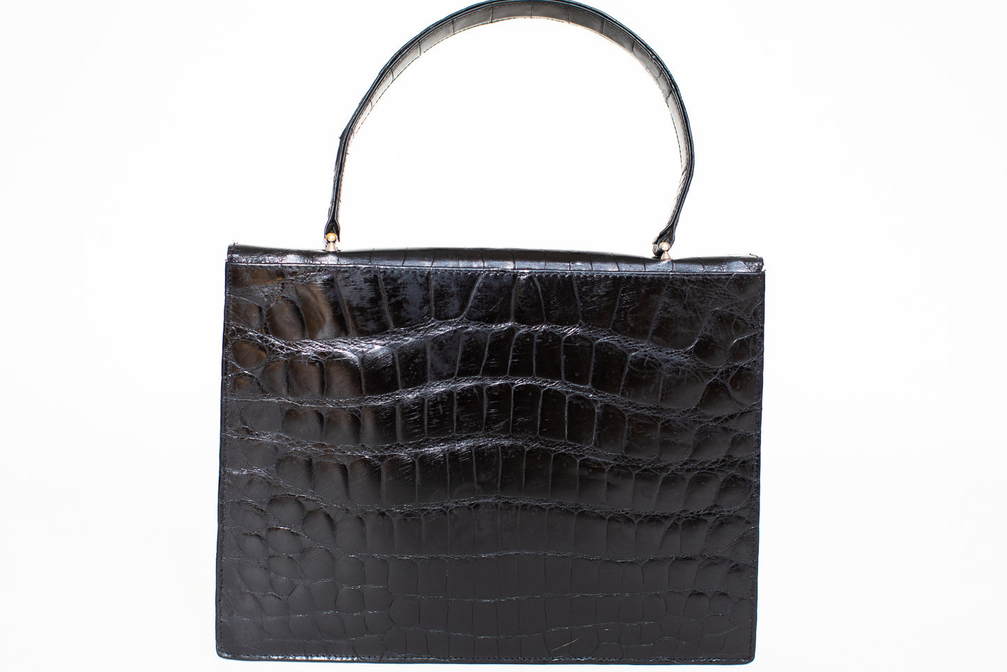 1970 Vintage Croc Leather Black Suitcase Bag