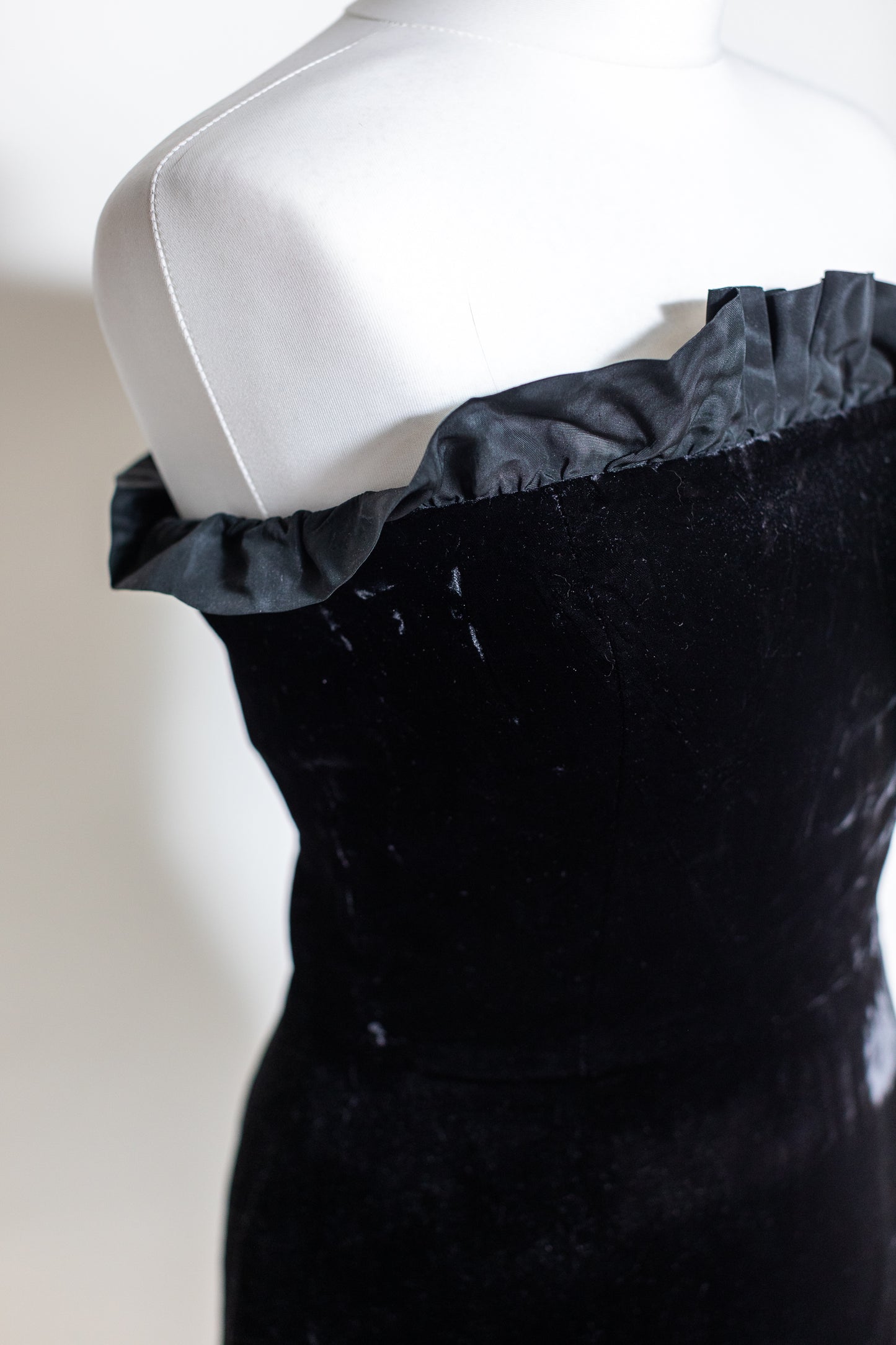 1980s Vintage Black Velvet Evening Dress by Yves Saint Laurent Rive Gauche Size S-M