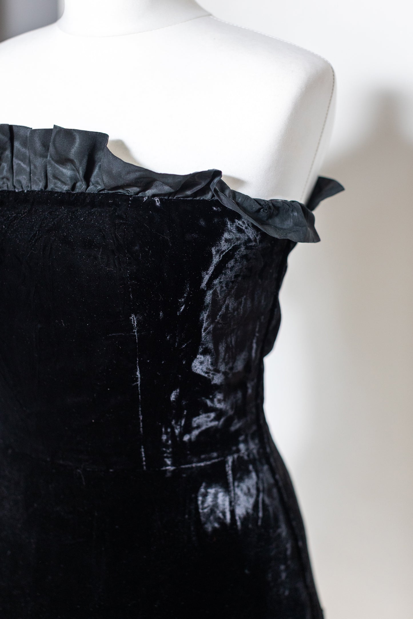 1980s Vintage Black Velvet Evening Dress by Yves Saint Laurent Rive Gauche Size S-M