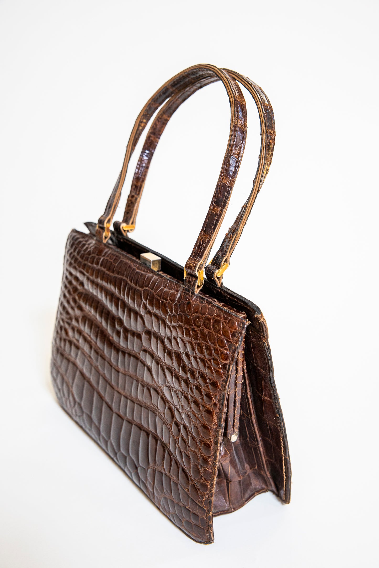 Vintage Caramel Brown Crocodile Bag
