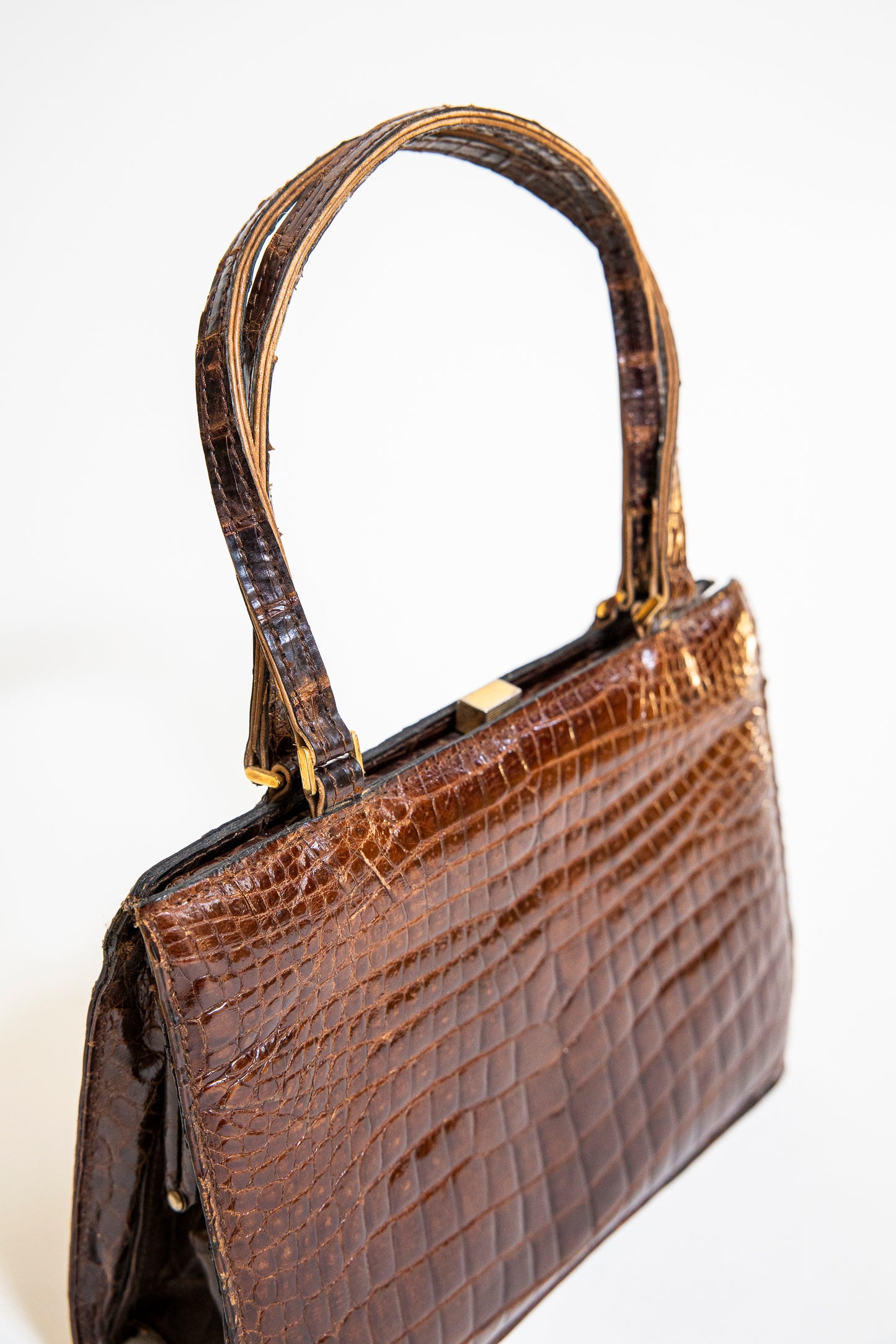 Vintage Caramel Brown Crocodile Bag