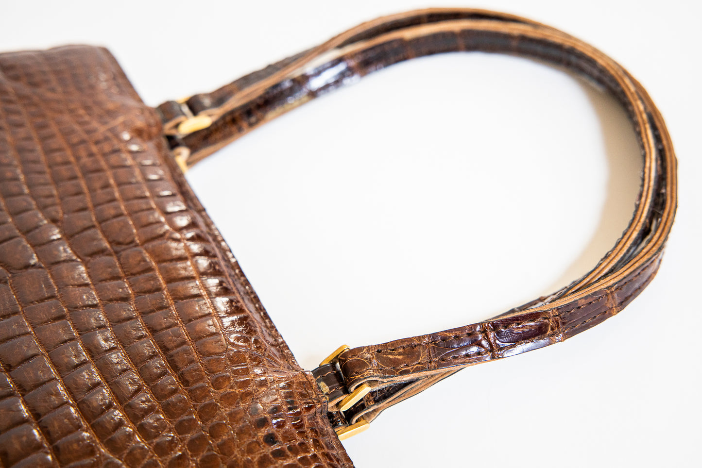 Vintage Caramel Brown Crocodile Bag