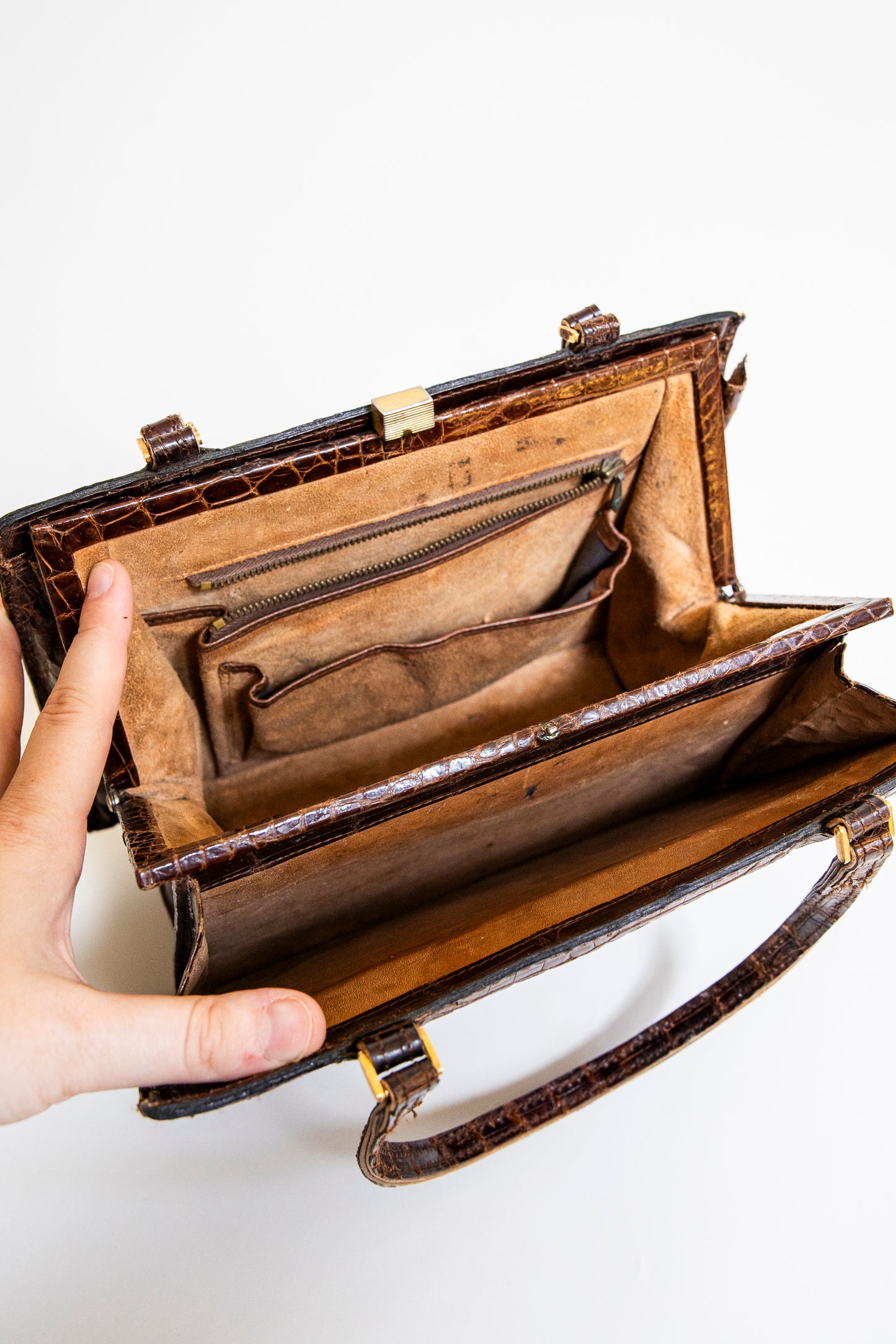 Vintage Caramel Brown Crocodile Bag