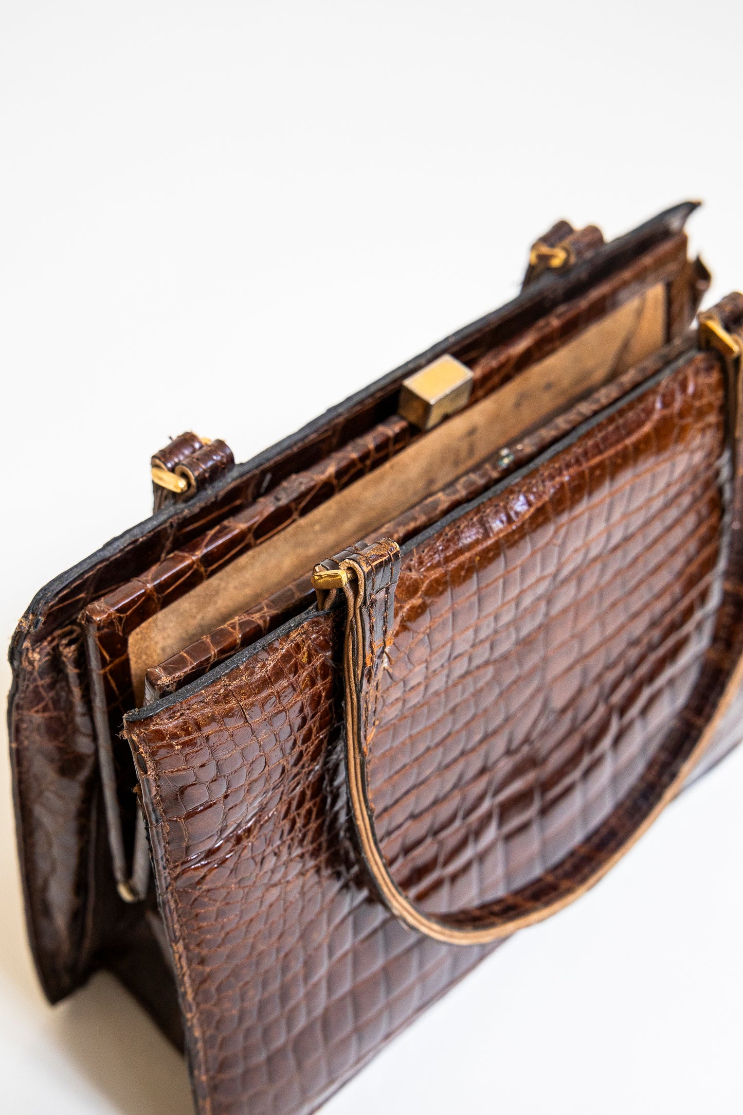 Vintage Caramel Brown Crocodile Bag