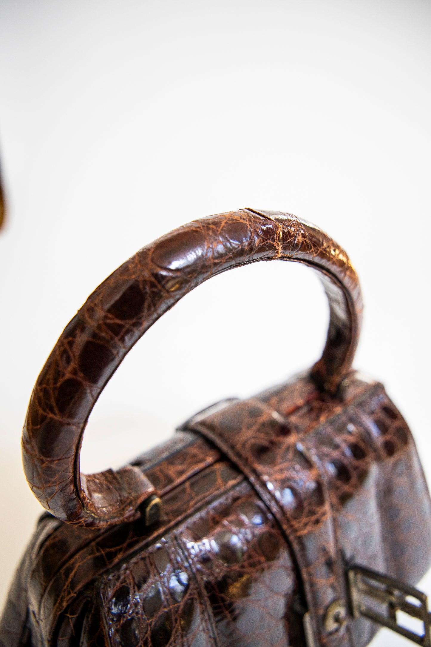 Vintage Brown Alligator Purse with a Buckle