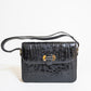 Vintage Black Caiman Shoulder Bag