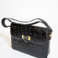 Vintage Black Caiman Shoulder Bag