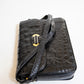 Vintage Black Caiman Shoulder Bag