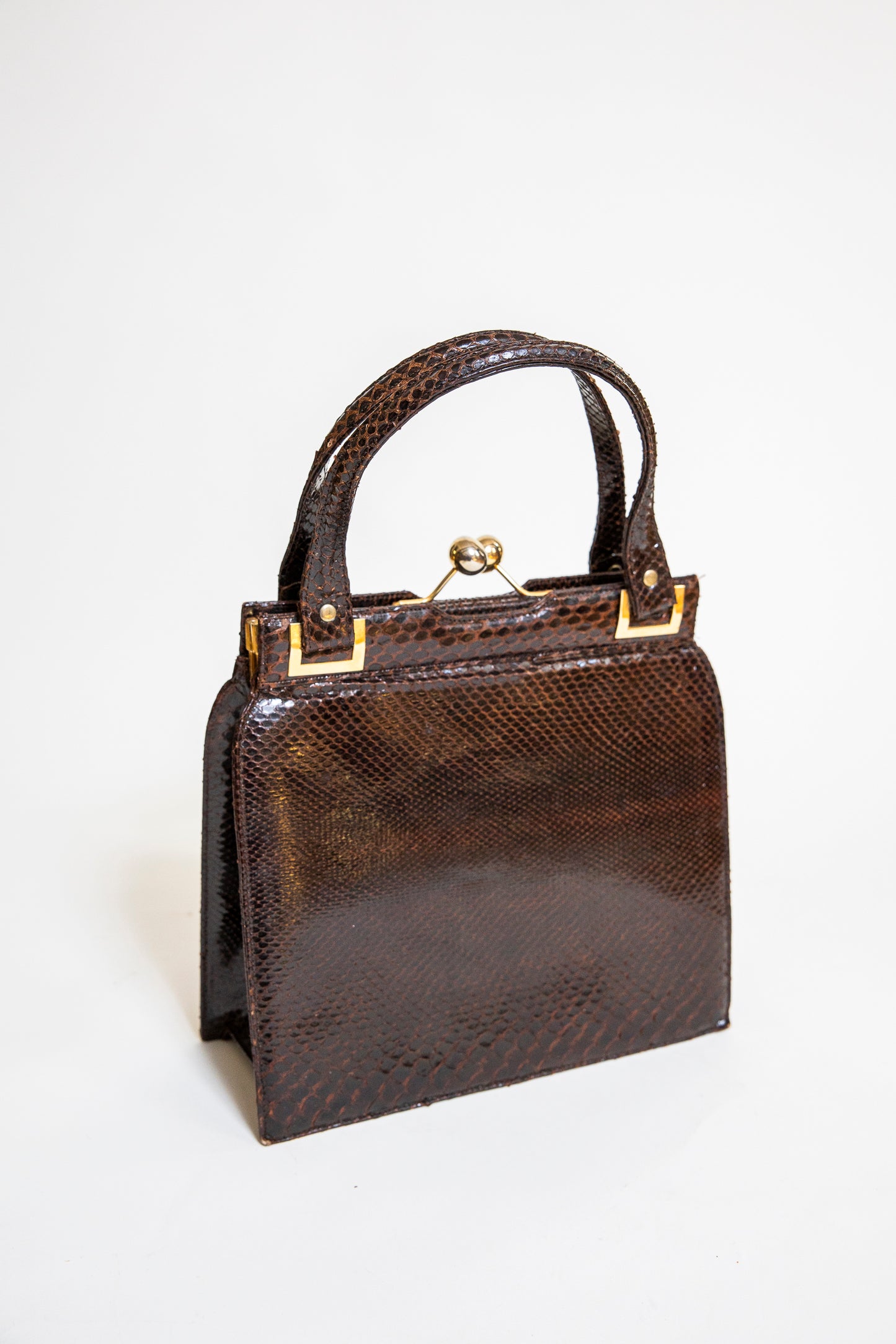 Vintage 1960's Brown Snake Purse