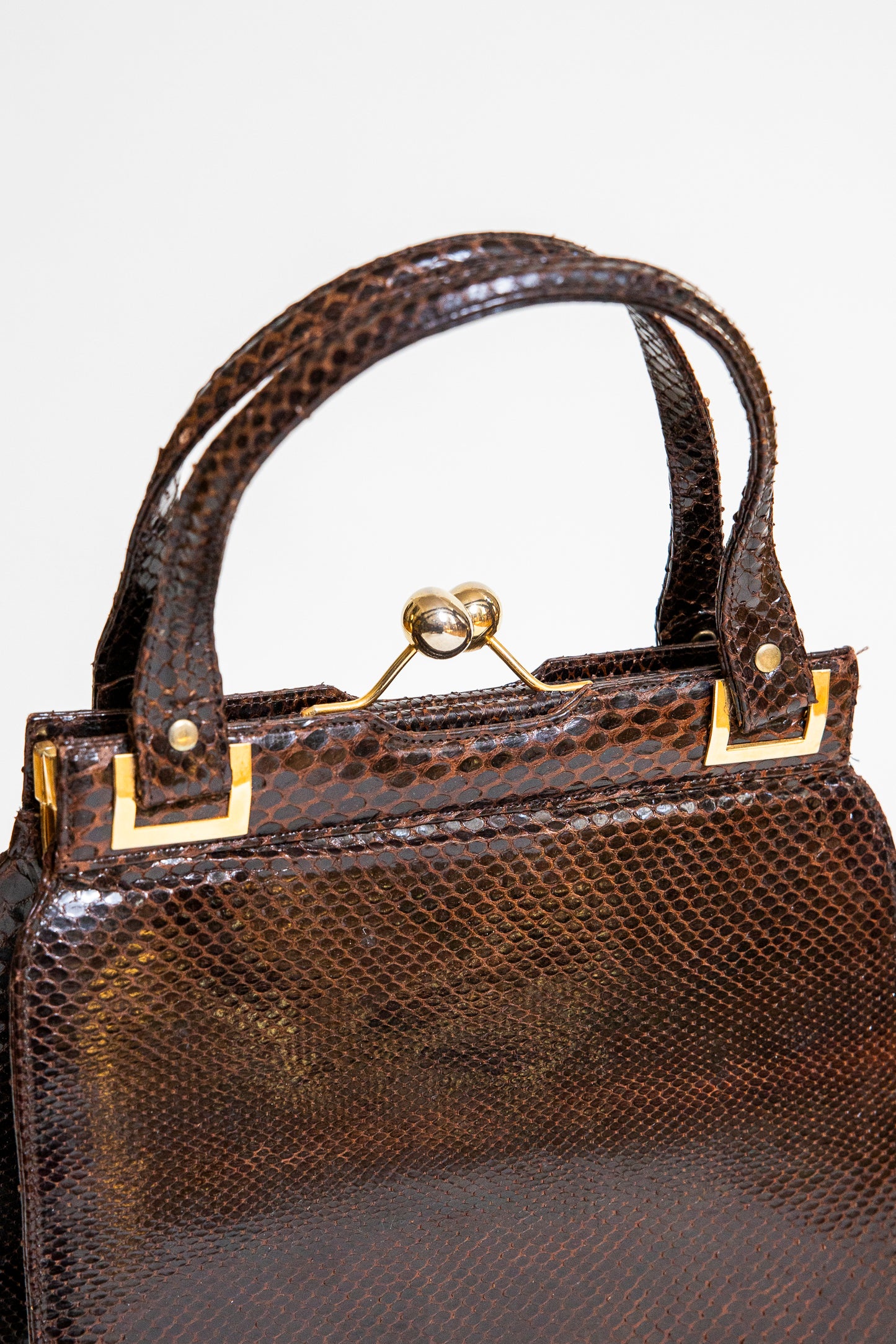 Vintage 1960's Brown Snake Purse