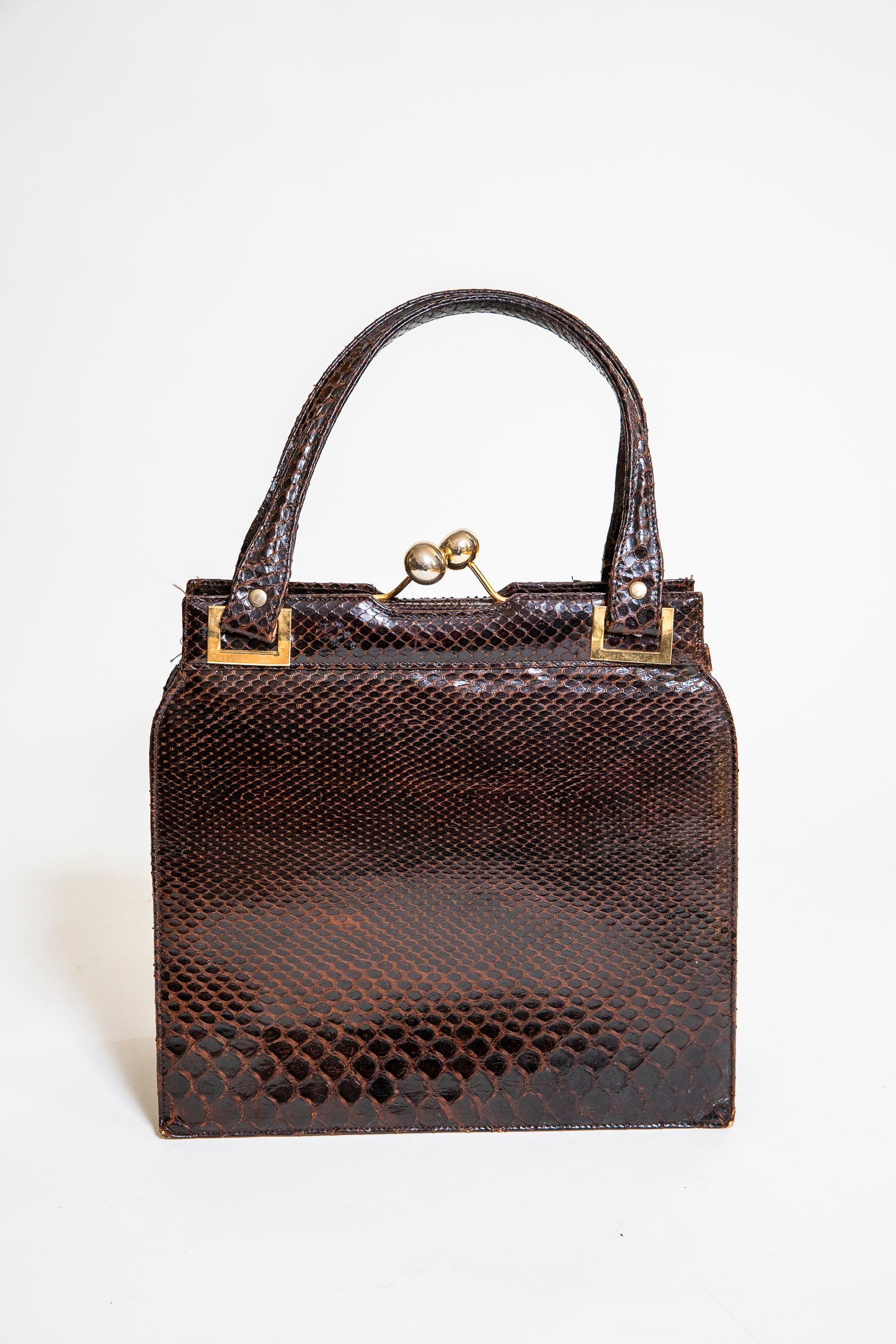 Vintage 1960's Brown Snake Purse