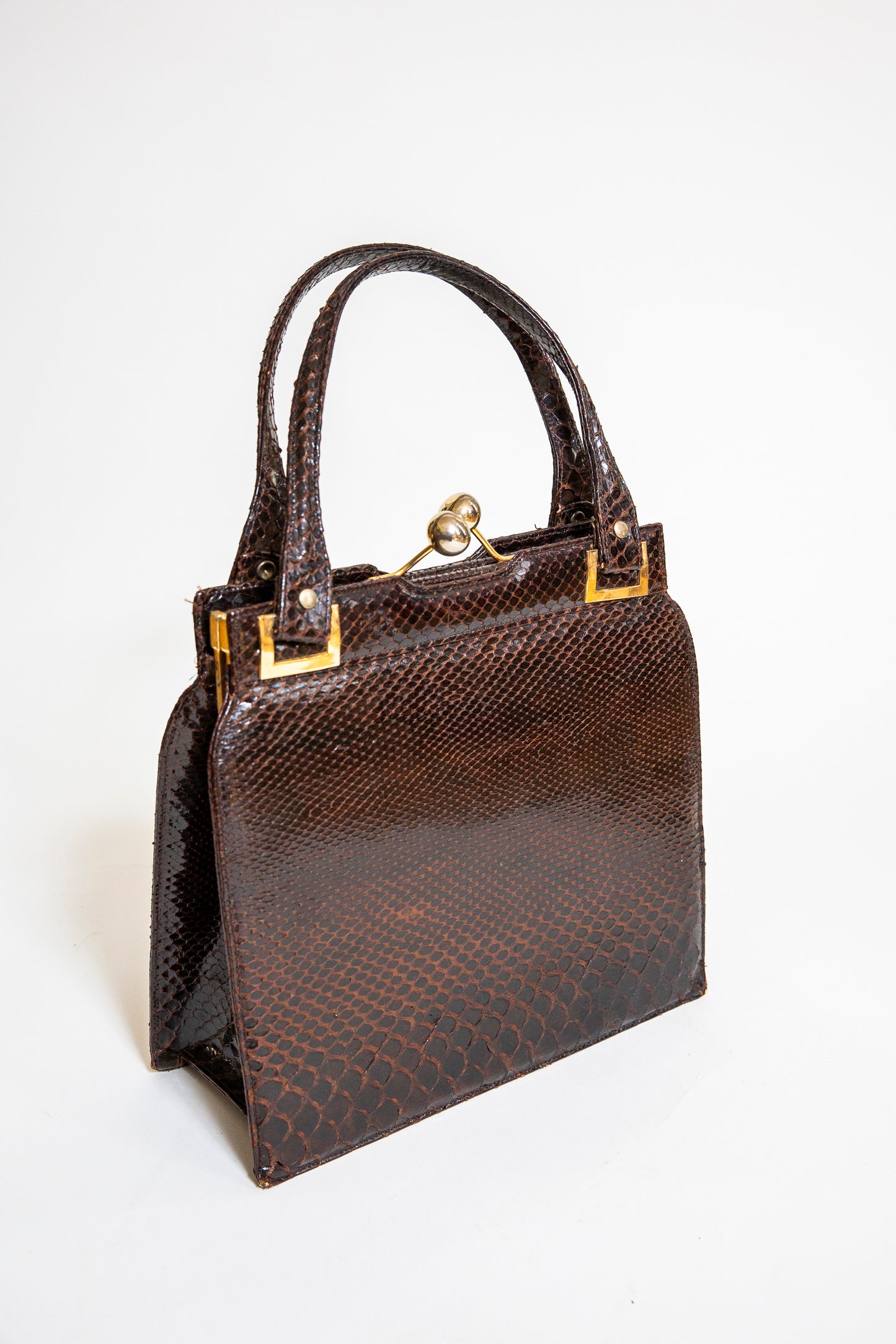 Vintage 1960's Brown Snake Purse