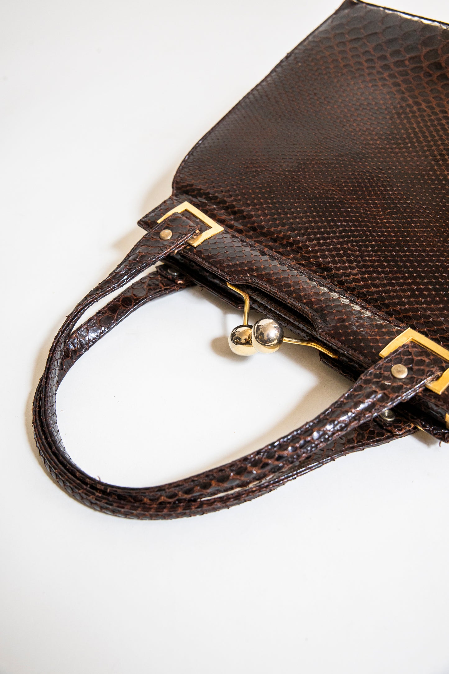 Vintage 1960's Brown Snake Purse