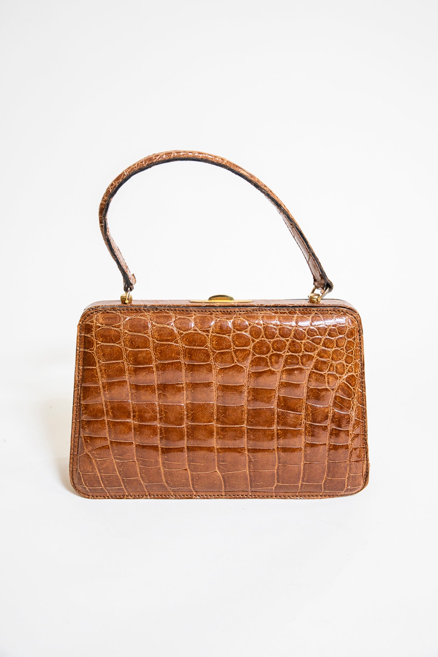 Vintage Caramel Brown Crocodile Bag