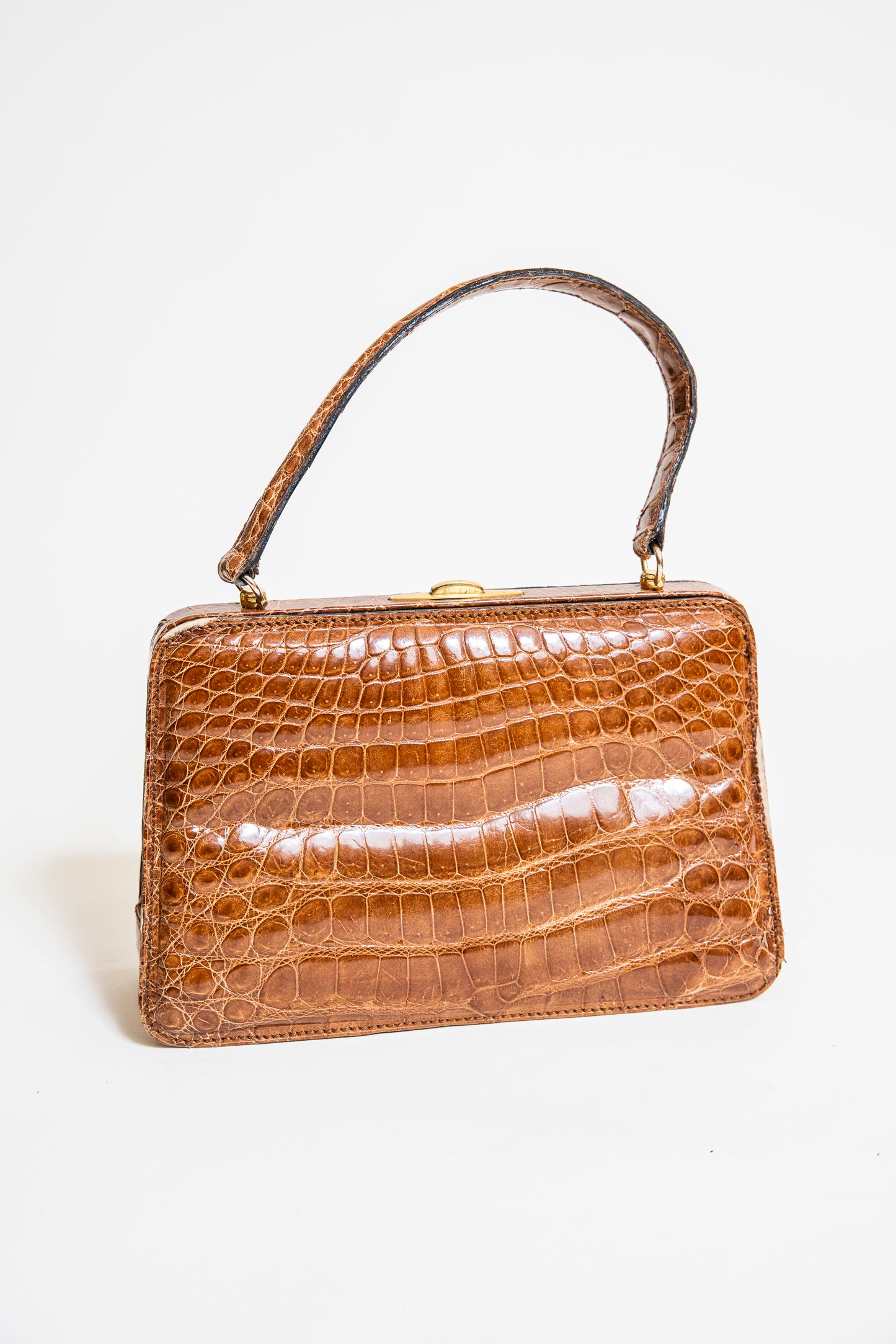 Vintage Caramel Brown Crocodile Bag