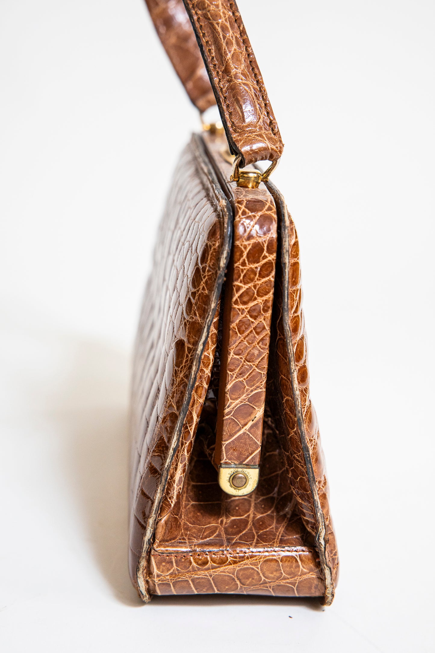 Vintage Caramel Brown Crocodile Bag