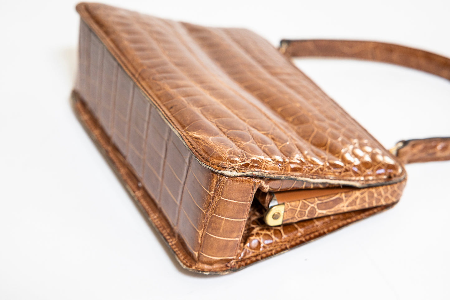 Vintage Caramel Brown Crocodile Bag