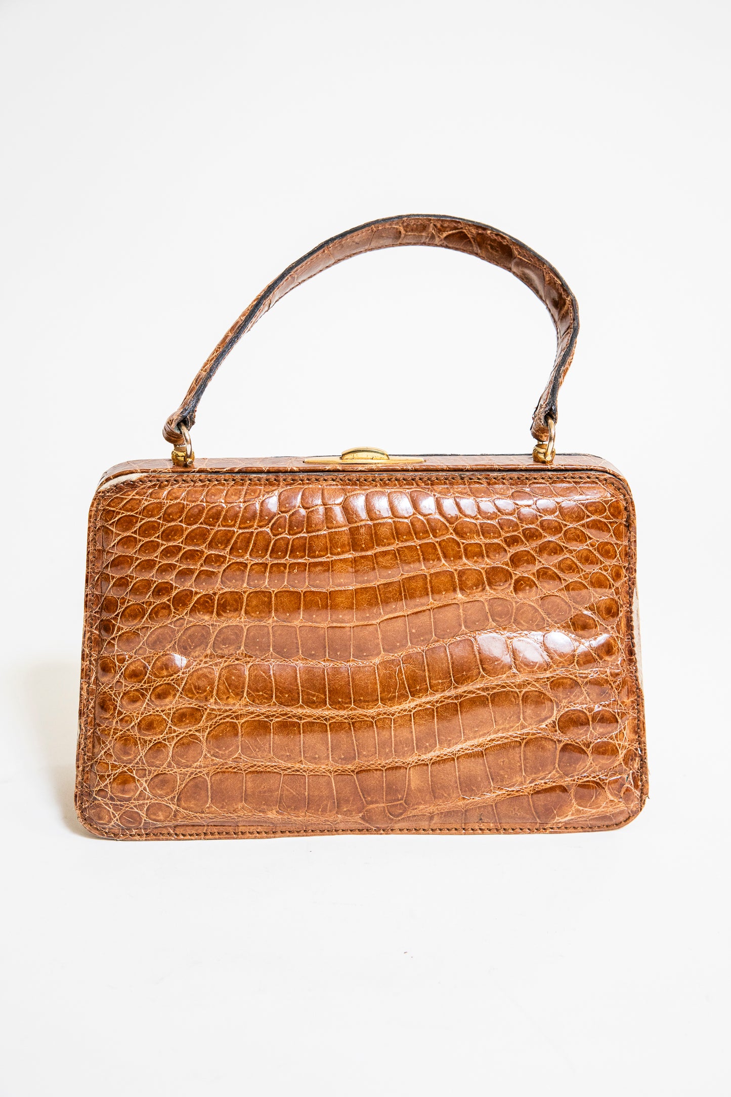 Vintage Caramel Brown Crocodile Bag