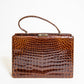 Vintage Large Brown Croc Leather Handbag