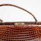 Vintage Large Brown Croc Leather Handbag