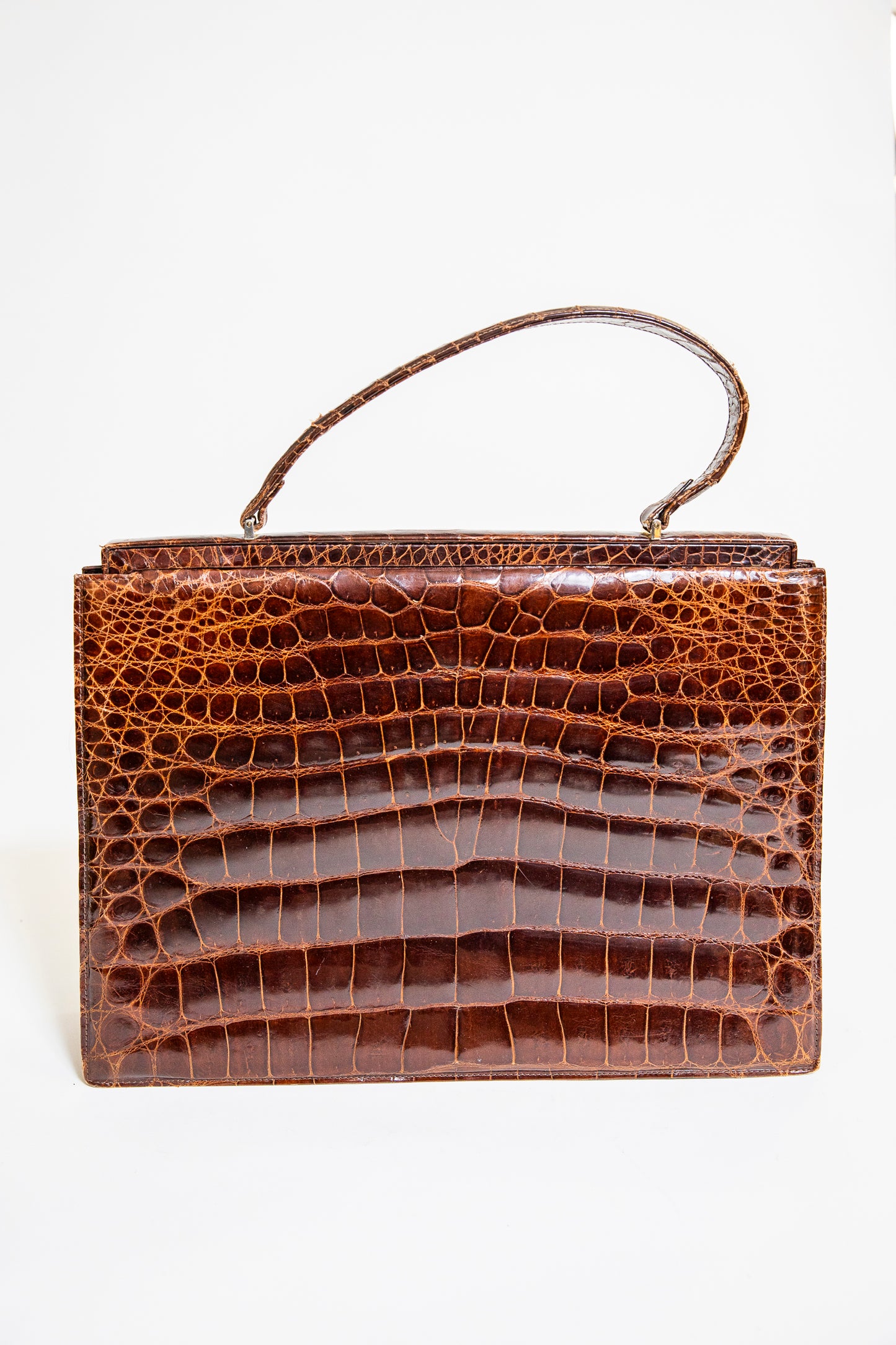 Vintage Large Brown Croc Leather Handbag