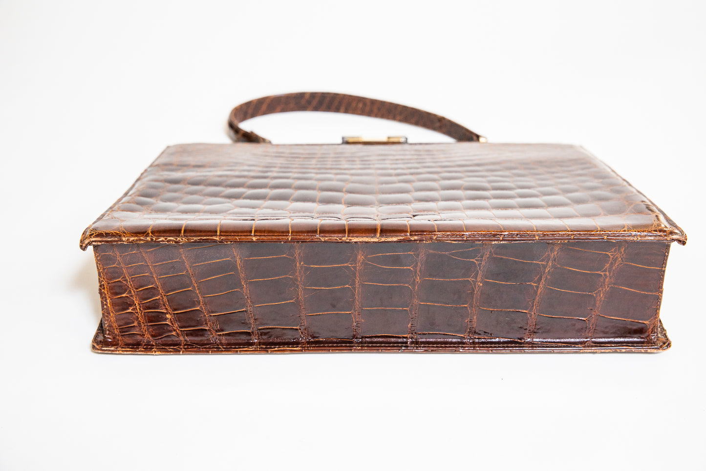 Vintage Large Brown Croc Leather Handbag