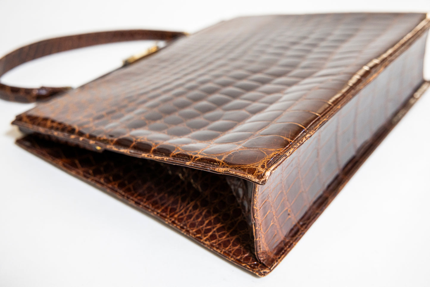 Vintage Large Brown Croc Leather Handbag