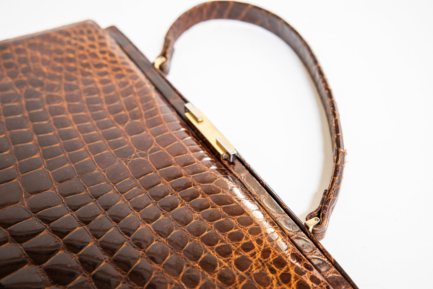 Vintage Large Brown Croc Leather Handbag