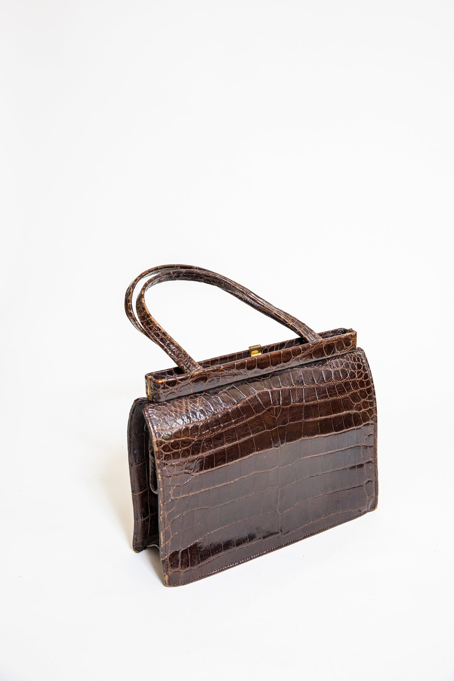Vintage Brown Croc Leather Handbag